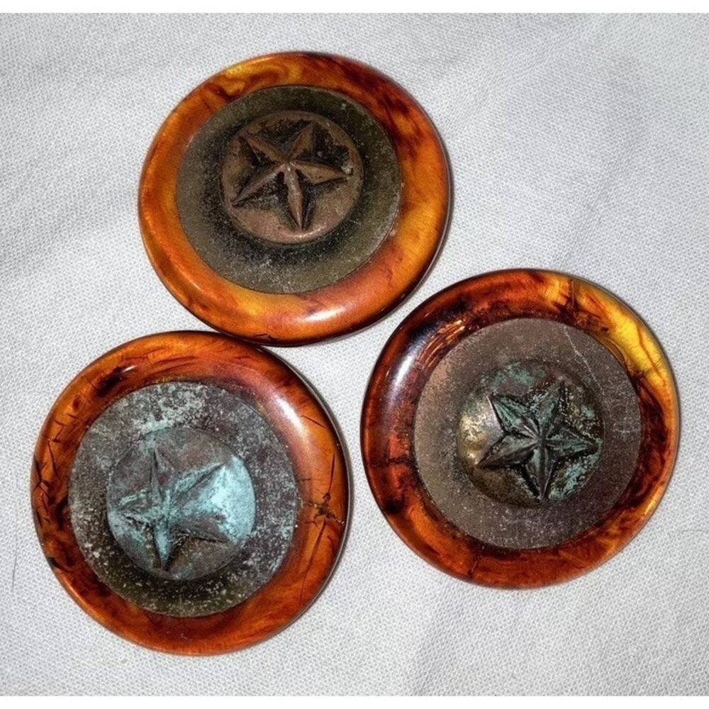 Vintage Metal Star‎ Button Faux Tortoise Shell~Aprx: 1-7/8"